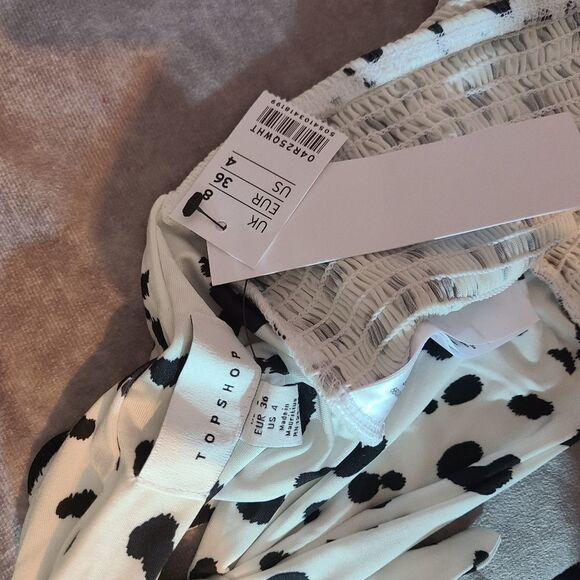 Top Shop Black & White Bandeau Top - Picture 4 of 5